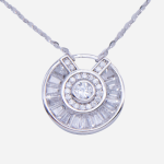 Juego de cadena con dije de plata, diseño de circulo con baguettes de circones