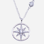 Juego de cadena con dije de plata diseño de estrella con circones