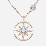 Juego de cadena con dije de vermail, diseño de estrella con circones