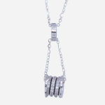 Juego de cadena con dije de plata, diseño de 2 cilindros con espiral de circones
