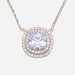 Juego de cadena de vermail con diseño de cuadro con cristal y circones