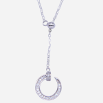 Juego de cadena con dije de plata con baño de oro diseño de círculo abierto estilo corbata