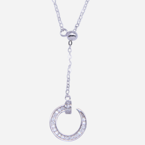 Juego de cadena con dije de plata con baño de oro diseño de círculo abierto estilo corbata