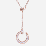 Juego de cadena con dije de plata con baño de oro diseño de círculo abierto estilo corbata