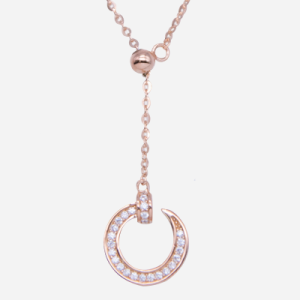 Juego de cadena con dije de plata con baño de oro diseño de círculo abierto estilo corbata