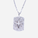 Juego de cadena de plata con diseño de estrella con circones