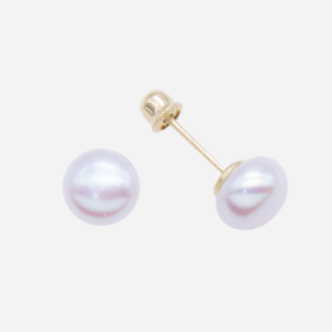 Broquel oro 10k con perla cultivada de 6mm