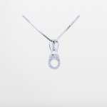 Juego de dije con cadena de plata diseño de zipper con circones