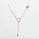 Juego de dije con cadena de oro rosa con circones