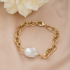 Pulsera de perla núcleo con cadena